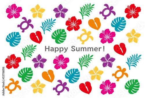 暑中見舞い　トロピカル　ハイビスカス