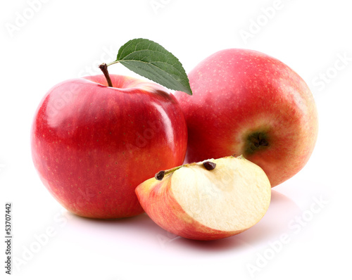 Ripe apples with slice