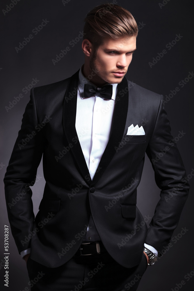 business man looks away