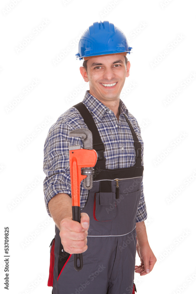 Portrait Of A Male Worker Holding Worktool Portrait Of A Male Worker Holding Worktool