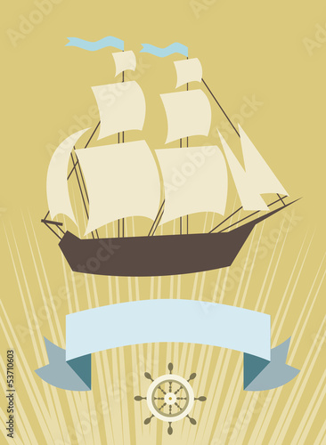 Sailboat with banner for your message