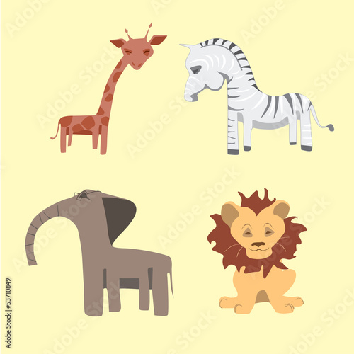 set of cartoon wild African animals © nutriaaa