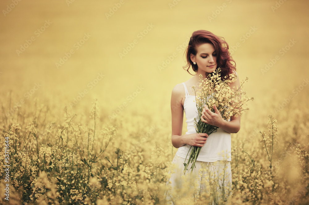 young beautiful girl in the field young beautiful girl in the field