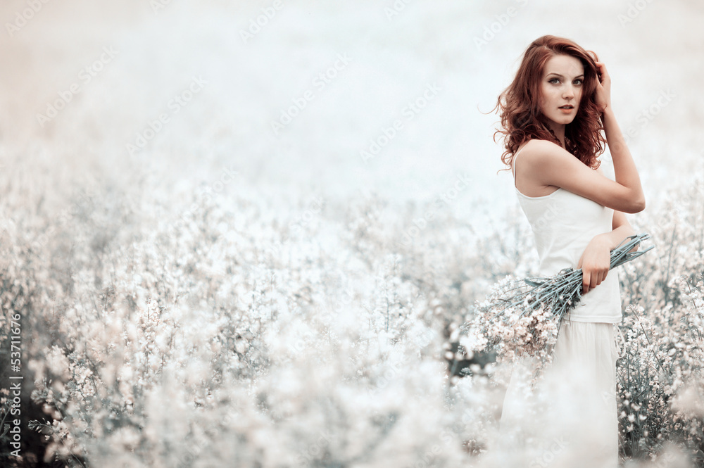 young beautiful girl in the field young beautiful girl in the field