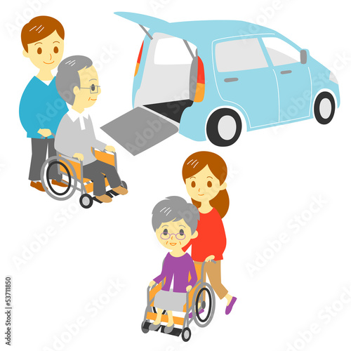 車椅子　福祉車両　お年寄り　家族