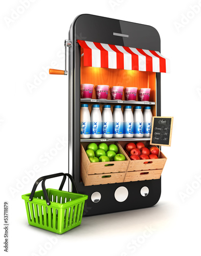 Foto 3d supermarket smartphone