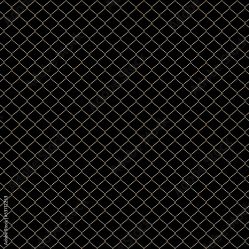 Rusty chainlink fence isolated on black seamless texture