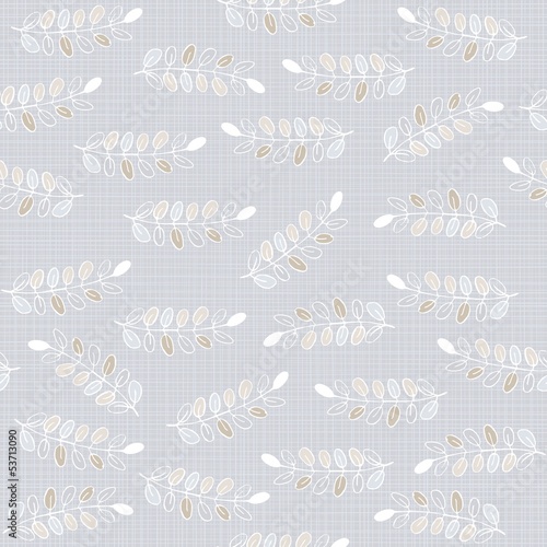 liście akacji na szarym tle nieskończony deseń