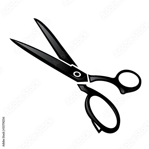 Black scissors on a white background