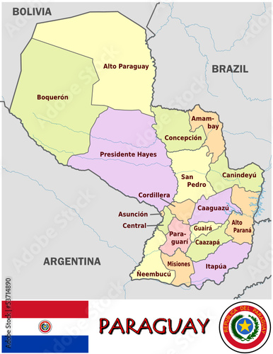 Paraguay South America national emblem map symbol motto