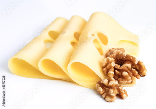 Leerdammer cheese slices with nuts on white base