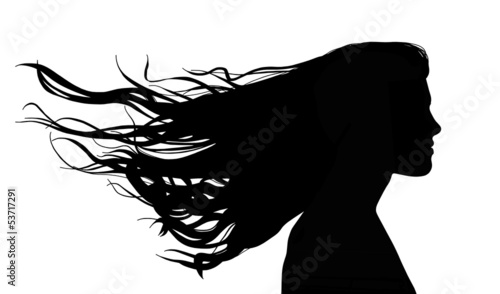 woman with long hair in the wind