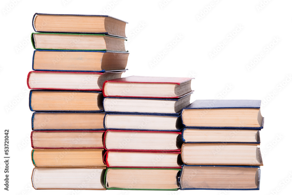 Multicolored books stack isolated on white background. Multicolored books stack isolated on white background.