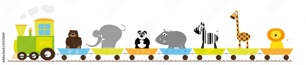 Fototapeta premium animals train - vector illustration on white bakcground