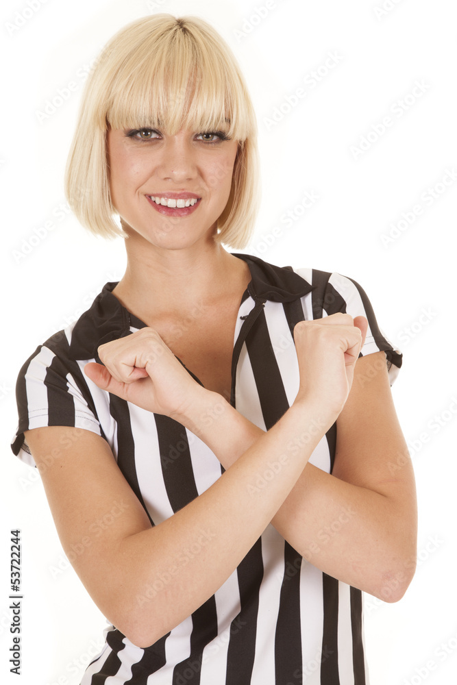 Fototapeta premium woman blond ref arms crossed smile