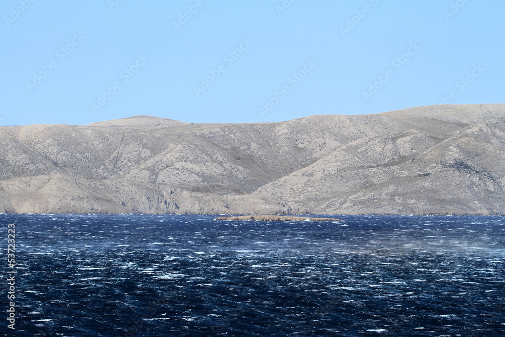 Raging sea with furious waves