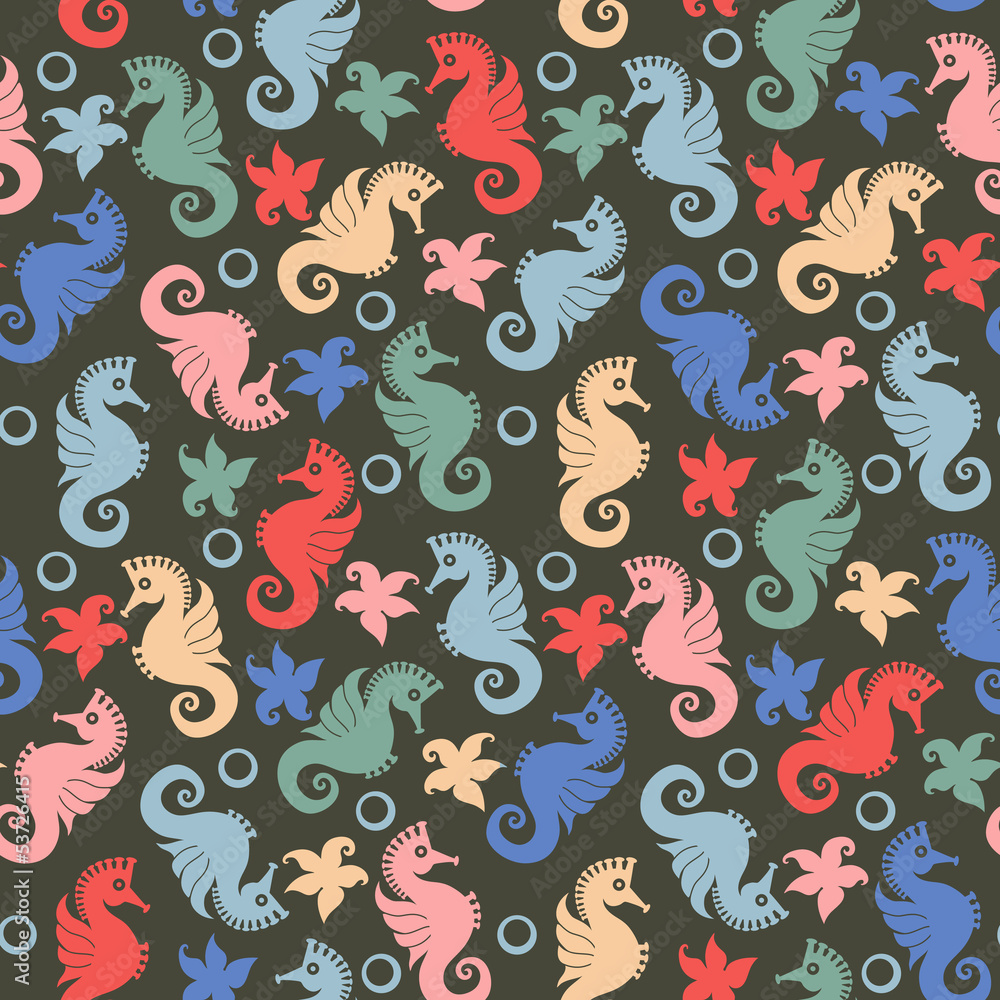 Cute background seahorses.