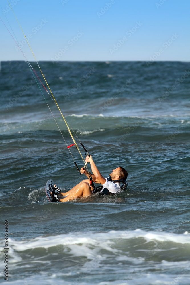 Naklejka premium Kite surfing Cullera beach Spain