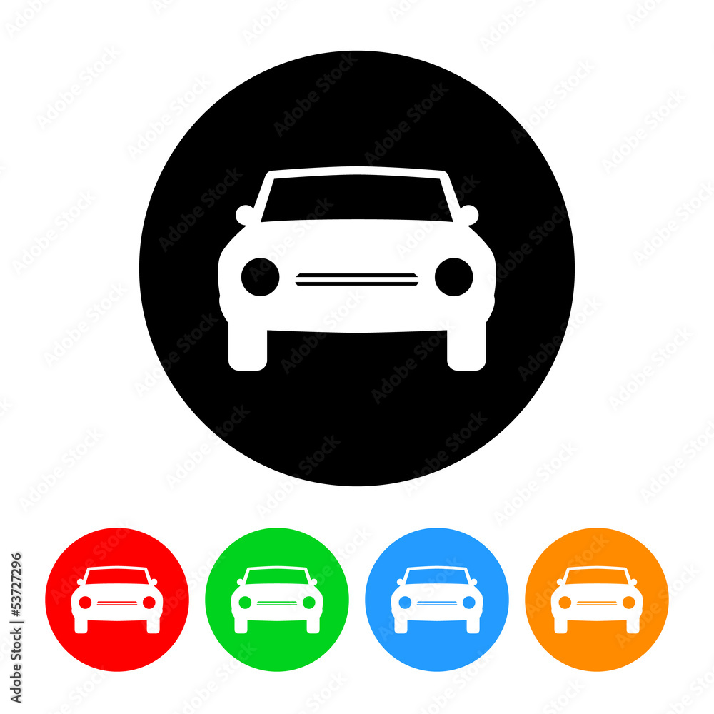Car Icon Vector with Four Color Variations