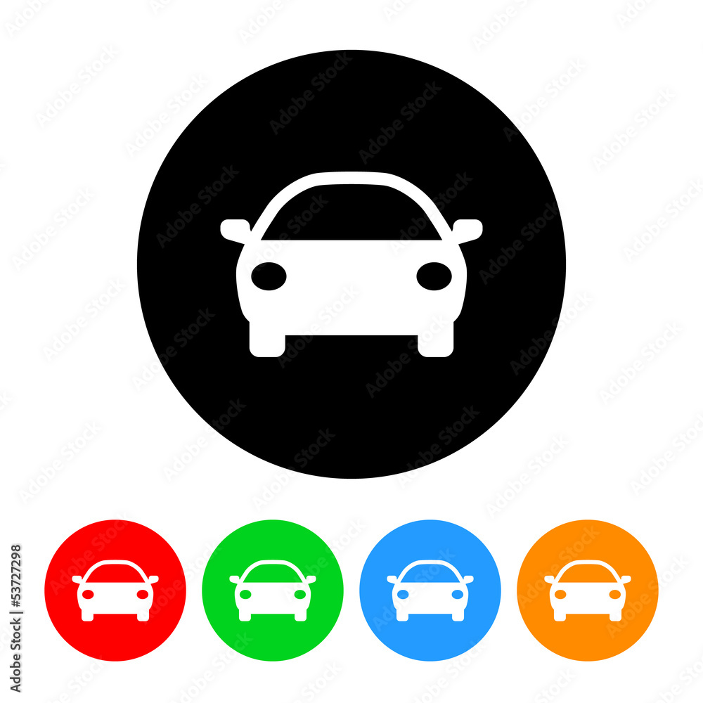 Simple Car Icon Vector with Four Color Variations