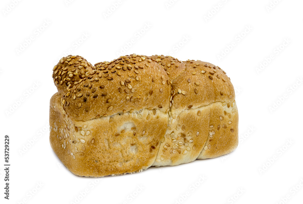 Loaf of challah bread isolated on white background