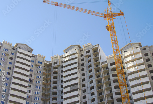 Building construction site with cranes