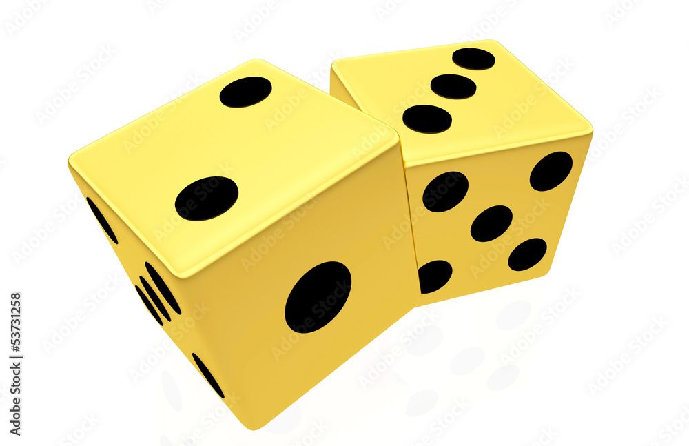 Gold dice isolated on white background Gold dice isolated on white background