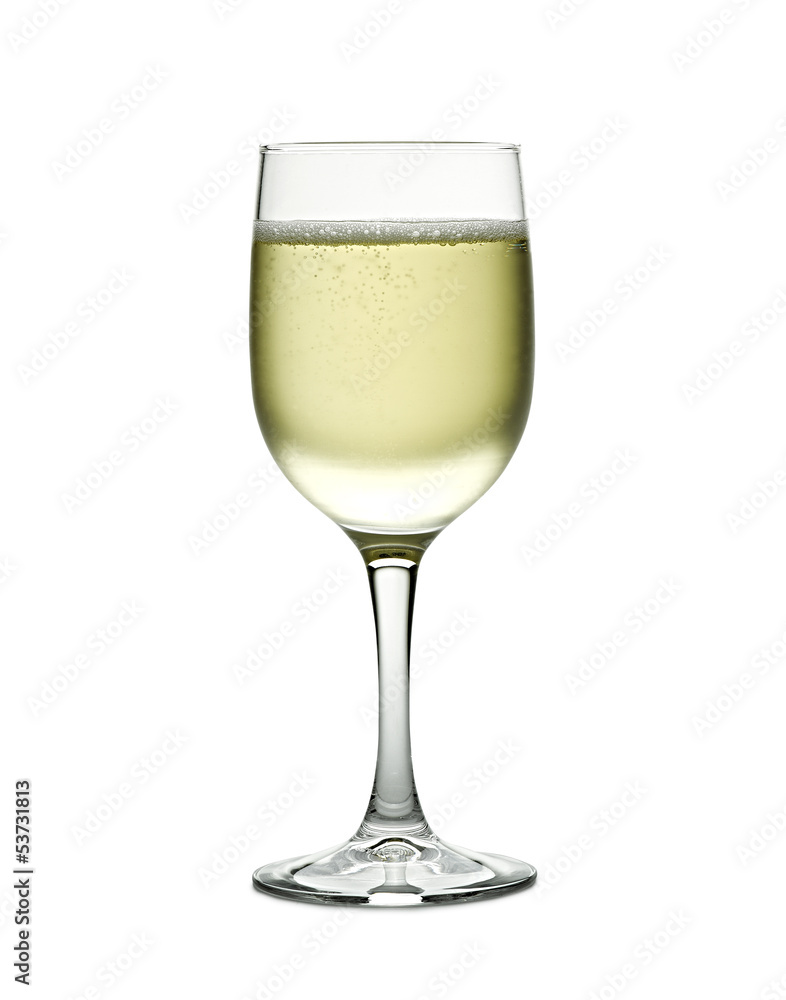 Wineglass with sparkling white wine. Concept and idea Wineglass with sparkling white wine. Concept and idea