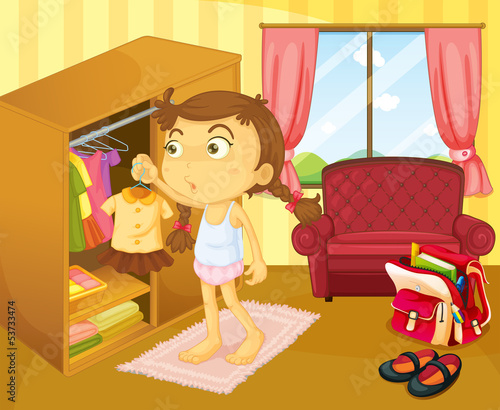 A girl changing clothes