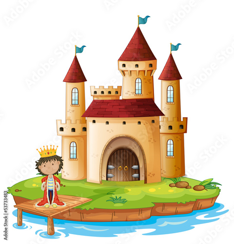 A king outside his castle