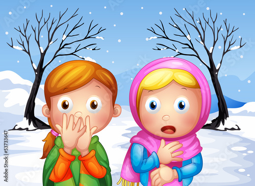 Two scared little girls