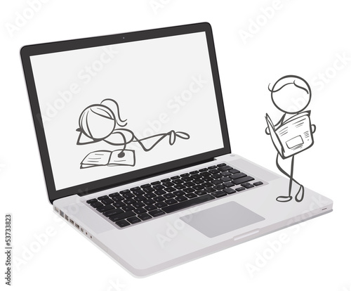 A laptop with doodle designs