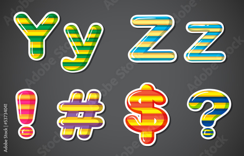 Striped letters and signs