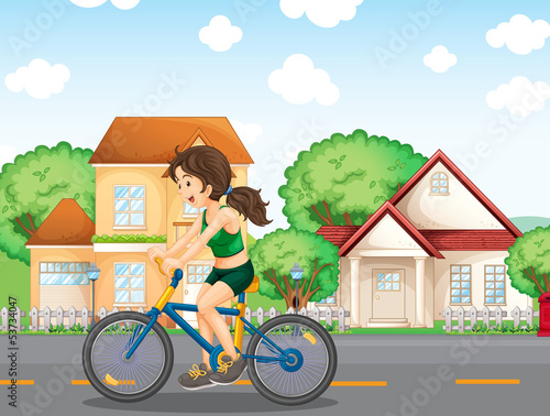 A girl biking