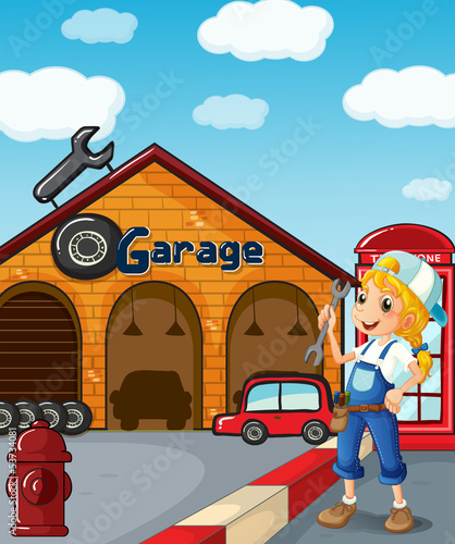 A girl in the garage