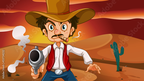 A mad cowboy with a weapon