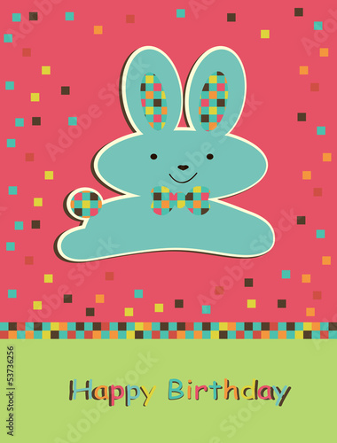 Happy Birthday card with cute hare