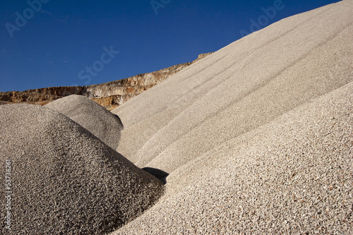 Heaps of aggregate in a rock quarry near Split in croatia