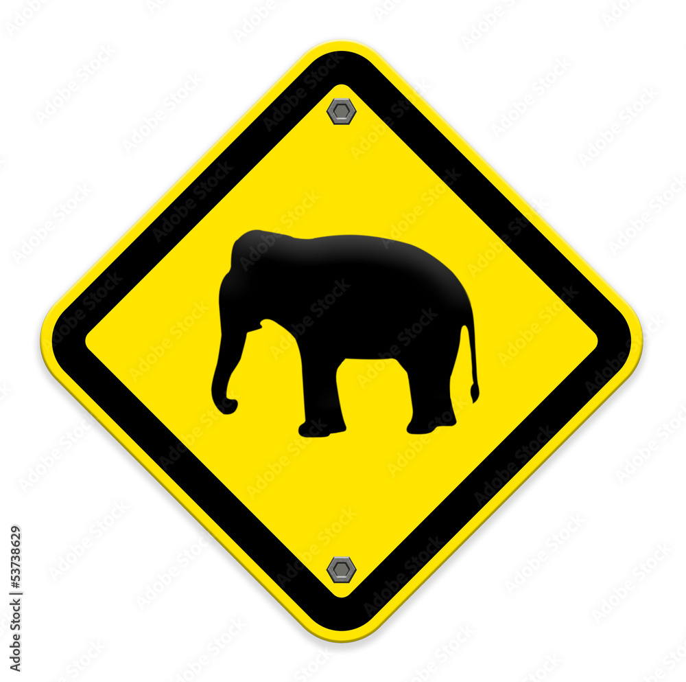 Elephant warning traffic sign,part of a series Elephant warning traffic sign,part of a series