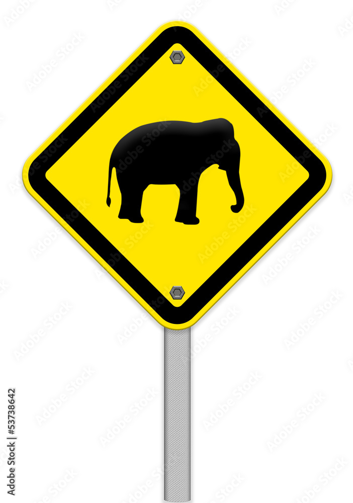 Elephant warning traffic sign,part of a series Elephant warning traffic sign,part of a series
