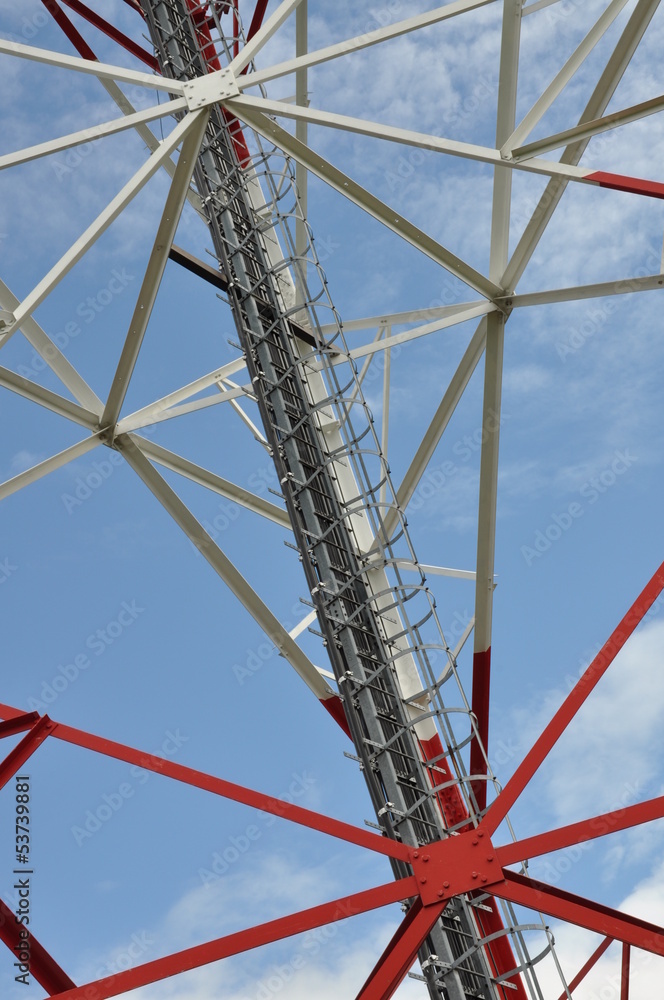 Construction of tower against blue sky Construction of tower against blue sky