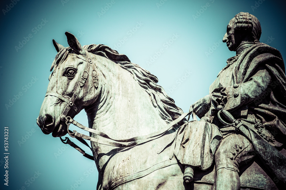 The monument of Charles III on Puerta del Sol in Madrid, Spain