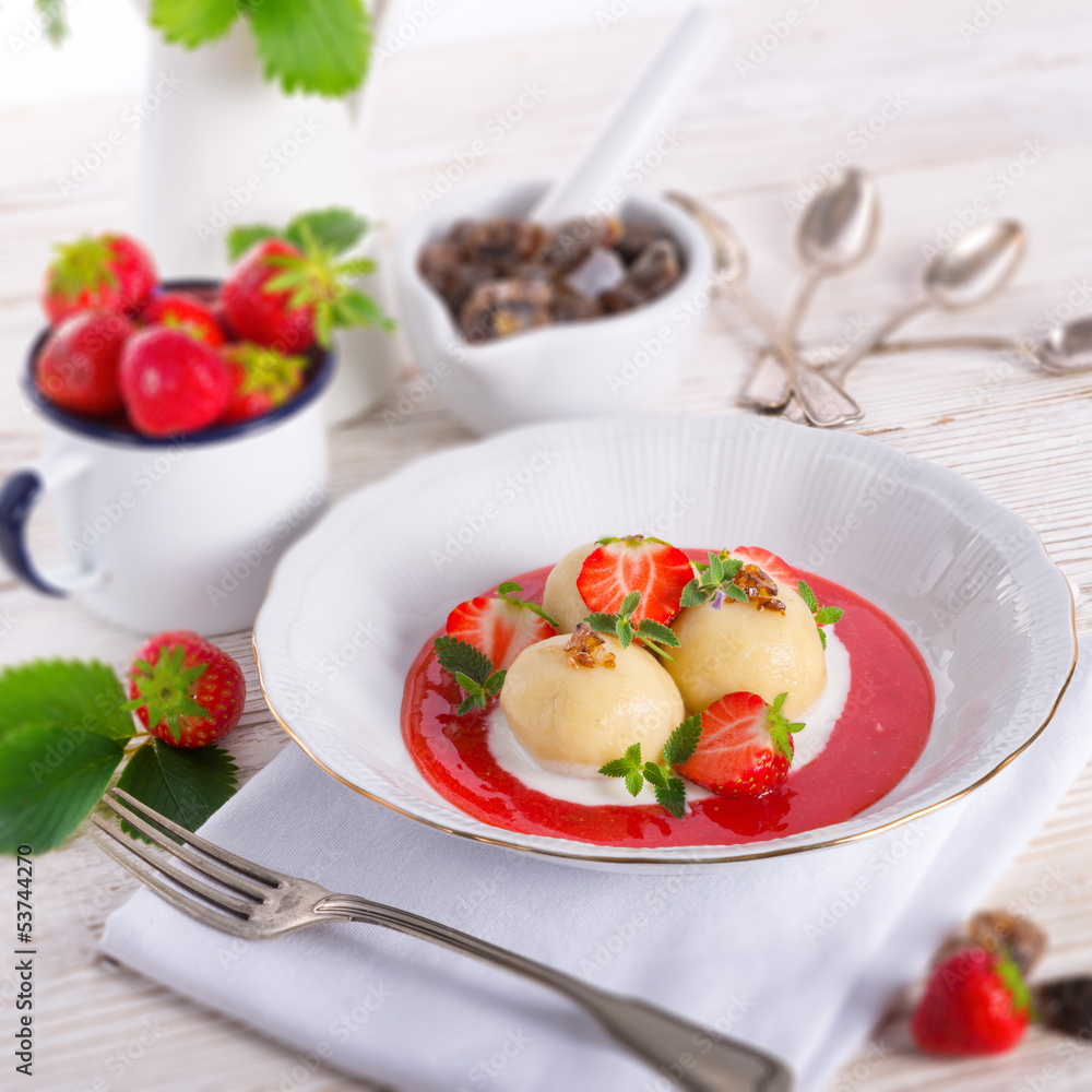 dumplings with strawberries dumplings with strawberries