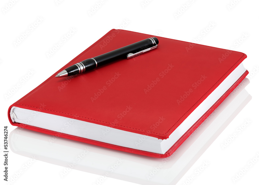 Leather notebook and pen isolated on the white Leather notebook and pen isolated on the white
