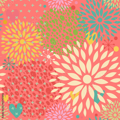 Fantasy seamless pattern with flowers