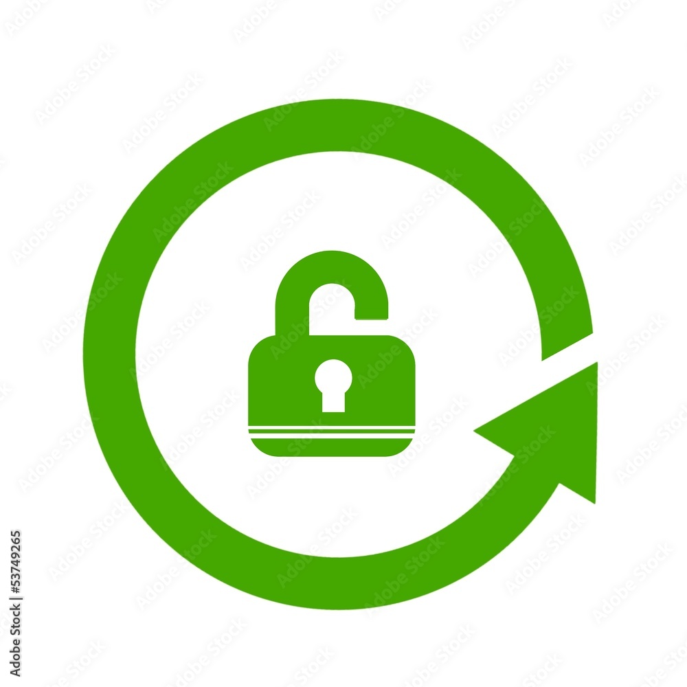 Cadenas ouvert dans un symbole de recyclage Cadenas ouvert dans un symbole de recyclage