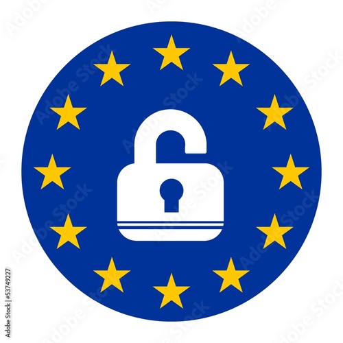 Cadenas ouvert dans un drapeau européen