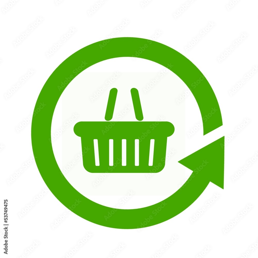 Panier pour faire ses courses dans un symbole recyclage Panier pour faire ses courses dans un symbole recyclage
