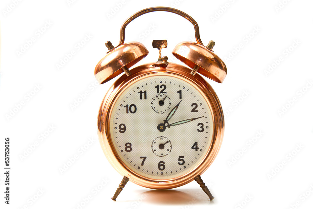 old style alarm clock isolated on white old style alarm clock isolated on white