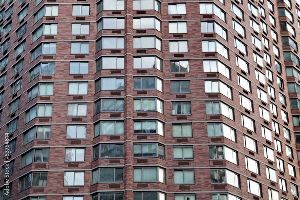 Détail de façade avec fenêtres. NYC